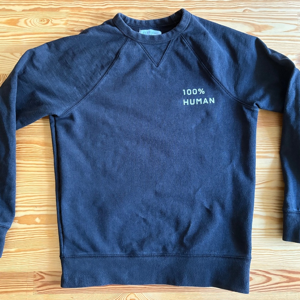 Everlane Black Heavy Weight 100% Cotton Sweatshirt Pullover XS 100% Human